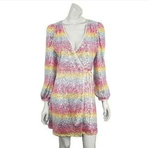 Multicolor Sequin Wrap Dress